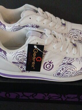 Gearex Purple Paisley Sneakers White Purple Retro Y2K Shoes New in Box